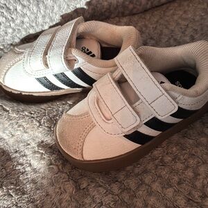 Adidas Kids' White and Black Velcro Sneakers